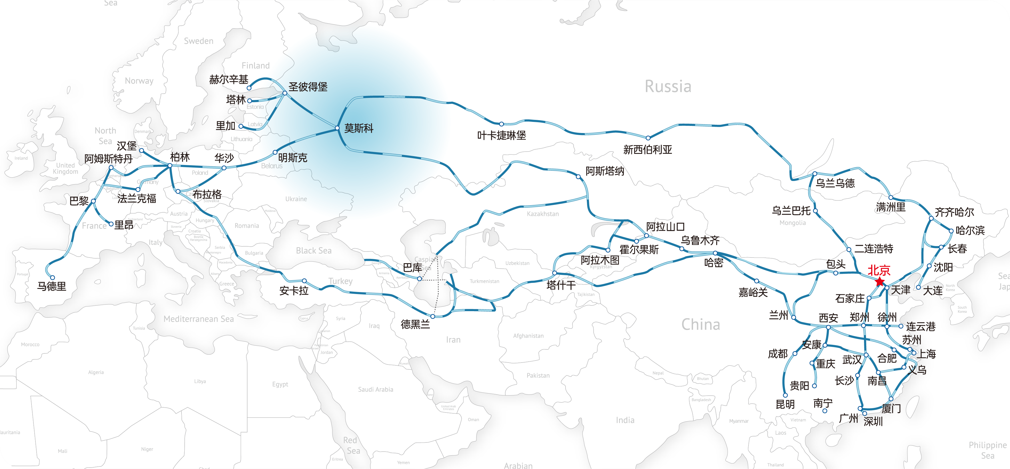 中俄班列地图