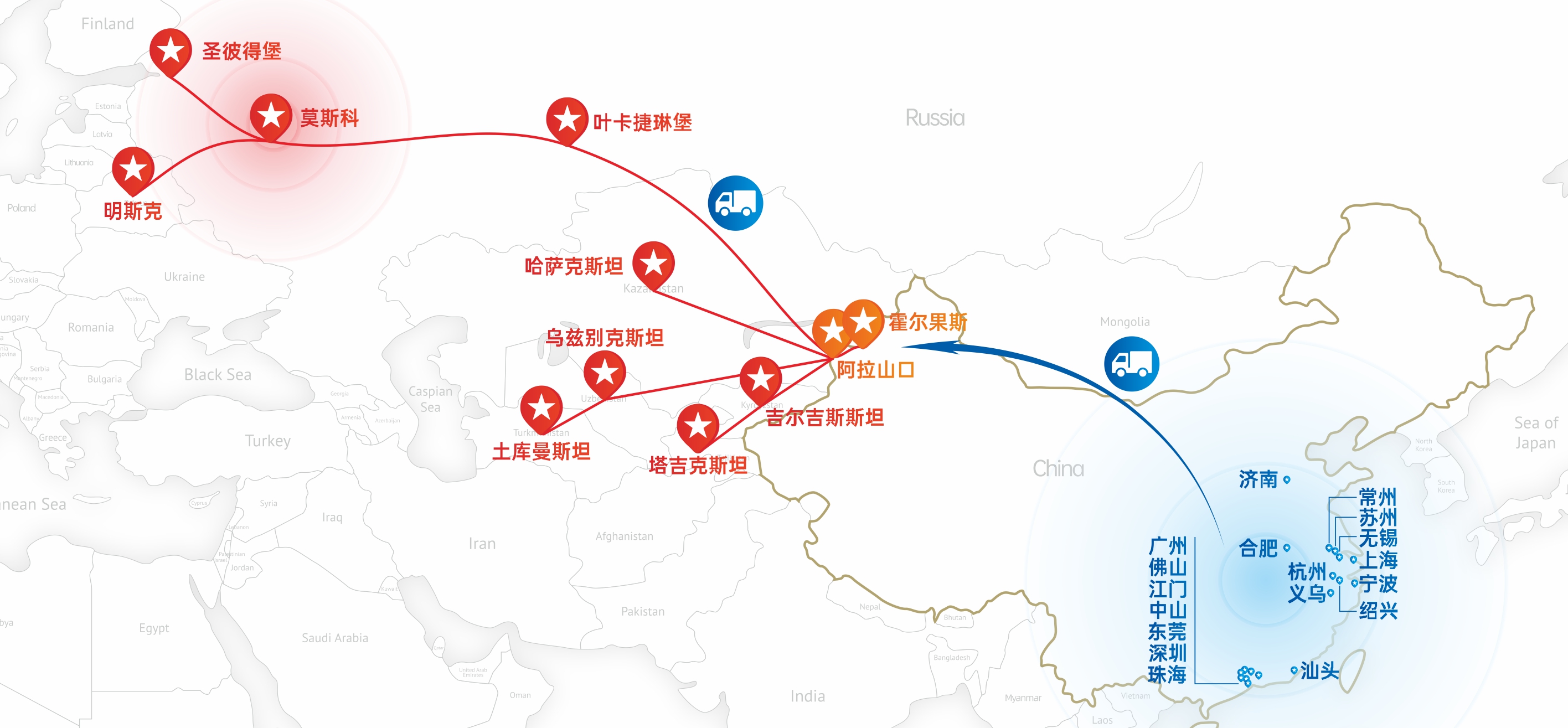 中俄班列地图