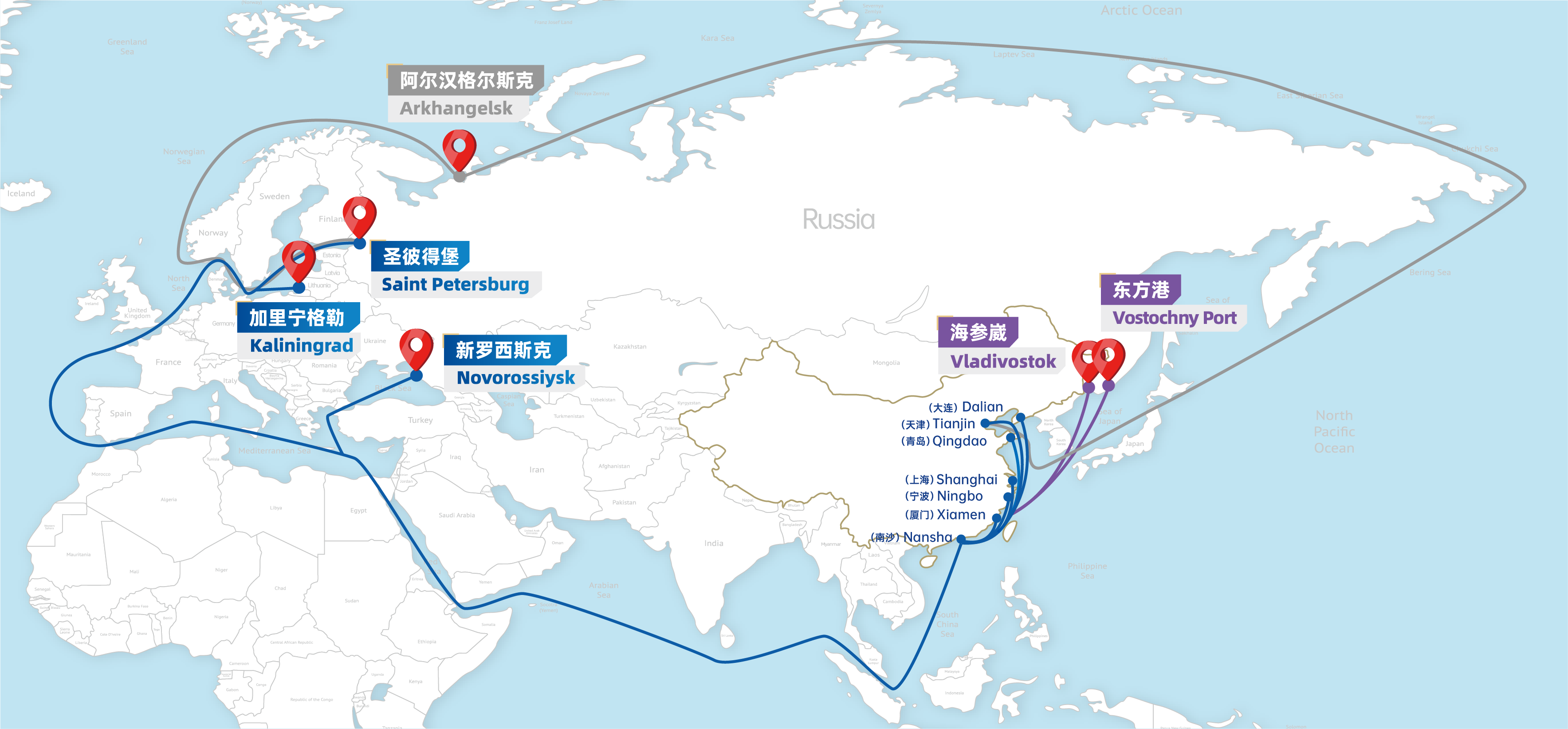 中俄班列地图